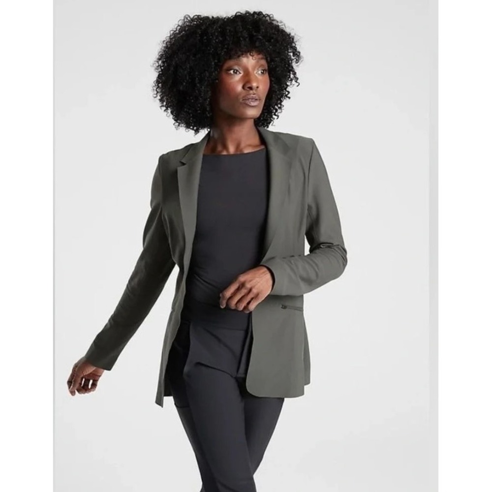 Athleta Interstellar Blazer Womens 2 Olive Unconstructed Stretch Business Career